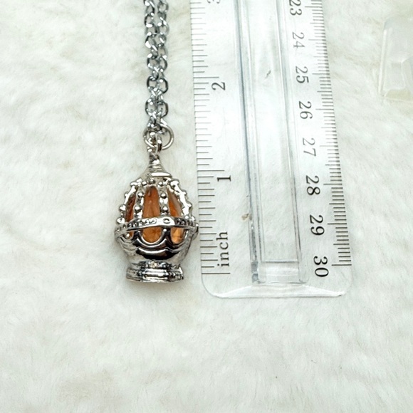 Silver and Orange Pendant Necklace - Picture 9 of 10